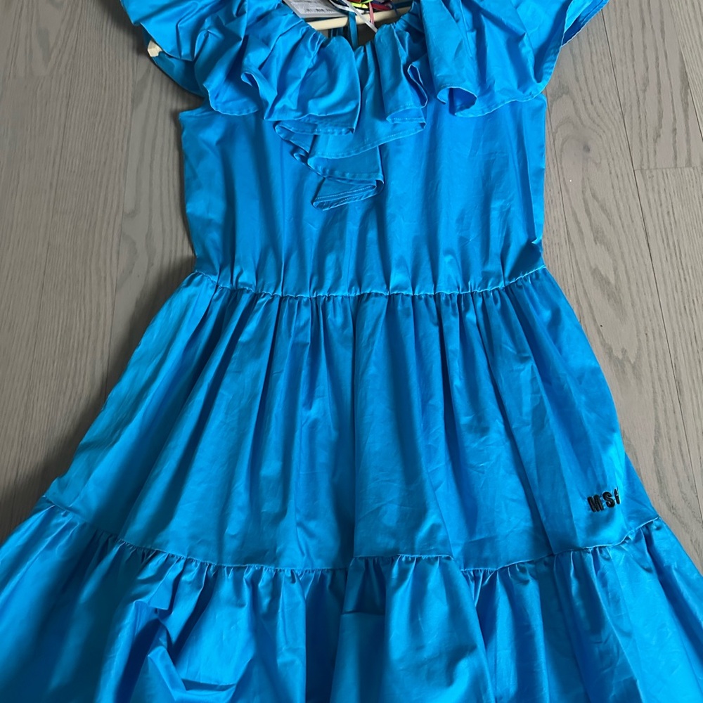 MSGM Vibrant Blue Ruffle Dress